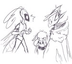 4_fingers ambiguous_gender animal_humanoid antennae_(anatomy) anthro arthropod arthropod_abdomen arthropod_humanoid bee bodily_fluids clothed clothing crying emanata english_description fan_character fingers group hollow_knight hooded_cloak humanoid hymenopteran insect insect_humanoid looking_at_another looking_down looking_down_at_another lycheespot mask monochrome no_pupils robe shaded shocked simple_background size_difference sketch standing team_cherry tears trio upset wave_emanata white_background wings