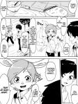 3:4 alternate_version_at_source anthro bodily_fluids child clothing comic deer dialogue english_text hard_translated hi_res human humor kaminosaki male mammal monochrome shikame_akihiro speech_bubble sweat takuya_yamashita text third-party_edit translated translation_edit young young_anthro young_human young_male