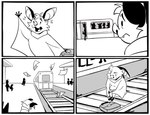 absurd_res anthro attempted_suicide bat border briefcase comic comic_panel dan_(danglebat) danglebat distressed greyscale hi_res humor implied_suicide kristalkarma male mammal monochrome paper railway solo suicide suicide_attempt suitcase tired tired_expression tired_eyes tired_look tired_of_this_shit train_station white_border