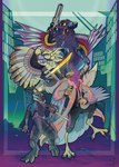 Rating: s
ID: 5571542
Date: 2025-05-14 11:57:32 -0400
Status: active
Score: 18
absurd_res anthro armor avali avian avian_feet beak biped bird blue_body brown_body bryce_daeless claws clothing countershading cowmomile cyberpunk dervali feathered_crest feathered_wings feathers galliform gambit_farsight glowing glowing_clothing green_eyes group gun gyro_feather head_crest hi_res horn jacket kobold male melee_weapon peafowl phasianid pink_body pupils ranged_weapon scalie scarf slit_pupils sword tail tail_feathers tan_body topwear weapon winged_arms wings post #5571542