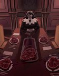 Rating: s
ID: 5552322
Date: 2025-05-06 03:41:13 -0400
Status: active
Score: 3
absurd_res anthro artist_logo blood blood_on_clothing blood_on_table blood_splatter bodily_fluids carving_fork chair chimera chimeracauldron cleaver clothing cutlery digital_media_(artwork) digital_painting_(artwork) eyewear female fireplace food fork furniture glasses hi_res implied_amputation inside joan?_(chimeracauldron) kitchen_utensils knife logo looking_at_viewer maid_headdress maid_uniform meat napkin painting_(artwork) purple_body purple_scales raw_meat round_glasses scales solo table tools uniform wearing_glasses post #5552322