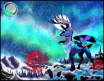 absurd_res antlers aurora_(phenomenon) deer detailed_background digital_media_(artwork) feathered_wings feathers female feral hi_res horn iridescent iridescent_body jewelry lhunafaye mammal night o0aquadragon0o shawl sky solo star starry_sky wings