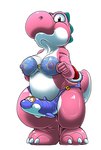 2018 anthro bra breasts cetacean clothing dildo dildo_with_face dolphin dolphin_(mario) female kitsune_youkai low_res mammal marine mario_bros multicolored_body nintendo nipples pink_body pink_yoshi sex_toy shaded simple_background solo star strapon strapon_with_face tail toothed_whale two_tone_body underwear white_background white_body yoshi