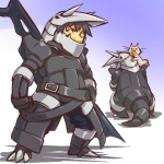 1:1 aggron ambiguous_gender armor biped blue_eyes boots brown_body brown_fur capcom clothed clothing cosplay crossover duo_focus eyebrows felid felyne feral footwear full_armor fully_clothed fur generation_3_pokemon gradient_background grey_armor grey_body grey_boots grey_clothing grey_eyebrows grey_footwear grey_hair grey_horn grey_outfit grey_tail group hair headgear helmet hitec horn human leg_markings lynian male mammal markings monster_hunter multicolored_body multicolored_fur nintendo on_model parody plate_armor pokemon pokemon_(species) quadruped shoes silver_body silver_helmet simple_background socks_(marking) standing tail tan_body tan_skin two_tone_body two_tone_fur white_body white_ears white_fur wide_stance