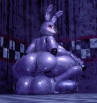 absurd_res animatronic anthro anus balls big_balls big_breasts big_butt big_penis bodily_fluids bonnie_(fnaf) bonnie_(octal) breasts butt english_text erection five_nights_at_freddy's genitals glistening glistening_balls glistening_body glistening_butt glistening_genitalia glistening_penis glistening_thighs gynomorph hi_res huge_balls huge_penis intersex lagomorph leporid looking_back looking_down machine mammal penis pink_eyes rabbit robot rohaz scottgames solo sweat text