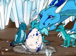 adopted_(lore) adopted_son_(lore) adoptive_mother_(lore) ambiguous_gender blue_body blue_eyes blue_markings cave crystal curious dragon excited extreme_size_difference female feral hatching horn julis-rocks larger_female markings membrane_(anatomy) membranous_wings mother_(lore) mother_and_child_(lore) mythological_creature mythological_scalie mythology nest parent_(lore) parent_and_child_(lore) quadruped scalie size_difference smaller_ambiguous spotted_egg tail wings young young_feral