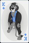 anthro around_the_world_with_willy_fog balls barefoot belly big_balls big_penis bottomless card card_template circumcised clothed clothing feet felid flaccid fur genitals half-closed_eyes hi_res humanoid_genitalia humanoid_penis king_of_spades lion looking_at_viewer male mammal mane muscular muscular_anthro muscular_male narrowed_eyes neenya pajama_shirt pantherine penis playing_card playing_card_template restricted_palette robe saggy_balls shirt simple_background slightly_chubby solo spades_(suit) standing suit_symbol topwear willy_fog