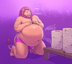 Rating: e
ID: 5098360
Date: 2024-10-06 18:22:12 -0400
Status: active
Score: 54
4_fingers anthro arm_tuft artist_name beef bloated bodily_fluids claws clothed clothing digestion digestion_noises dishes dripping ellipsis erection erection_in_underwear erection_under_clothing felid fingers food furniture genital_fluids gurgle_(sound_effect) hi_res hiccuping kneeling leaking_precum leg_tuft lion looking_pleasured male mammal mane mature_male meat messy moan musclegut muscular navel nipples overweight overweight_anthro overweight_male pantherine pink_nipples pink_nose precum precum_drip purple_background purple_mane rumbling_stomach sertralion simple_background solo steak steak_sauce table text thigh_tuft toe_claws tuft underwear underwear_only white_text zolo_(sertralion) post #5098360