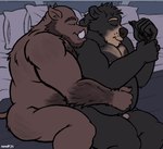 after_sex anthro arm_hair bear bed bedroom belly belly_hair belly_rub black_bear body_hair butt_hair chest_hair cuddling duo flaccid forearm_hair forearms foreskin furniture genitals hand_on_another's_belly hi_res high-angle_view humanoid_genitalia humanoid_penis male male/male mammal mature_male musclegut muscular muscular_male nanoff nude on_bed overweight penis realistic_penis_size shoulder_hair sleeping_together slightly_chubby slightly_chubby_male small_penis spooning suarez_(nanoff) suid suina sus_(pig) unretracted_foreskin ursine wild_boar