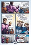 2017 alien anthro biped brown_body brown_fur brown_hair clothed clothing colored comic dialogue dialogue_box english_text female fur green_eyes group hair hi_res human inside light_body light_skin male mammal mgferret mustelid oscar_(mgferret) otter space_helmet spacesuit speech_bubble standing text whiskers