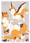 2024 ambiguous_gender belly_blush blep blush body_blush brown_inner_ear_fluff brown_markings brown_pawpads brown_wings canid canine canis chimera claws countershading digital_media_(artwork) dipstick_tail domestic_dog dragon featureless_crotch feral fluffy fluffy_tail fur furred_dragon furred_scalie hi_res inner_ear_fluff japanese_text kitsuneinu lying mammal markings multicolored_body multicolored_fur multiple_poses mythological_creature mythological_scalie mythology on_back open_mouth orange_tail pawpads pink_tongue pose prick_ears quadruped scalie solo spread_legs spreading tail tail_markings teeth text tongue tongue_out tsukune_minaga tuft two_tone_wings walking white_tail_tip white_wings winged_dragon wings