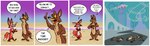 2017 2_toes 4_fingers abstract_background absurd_res anthro athletic belly biped black_body black_eyes black_fur black_nose blue_sky bone brown_body brown_ear_tips brown_fur canid canine canis canyon cheek_tuft chest_tuft clock colored comic corpse countershade_torso countershading coyote coyoteville crossed_arms desert dialogue digital_media_(artwork) dipstick_ears dipstick_tail duo ear_markings ears_outwards english_text facial_tuft feet fennec_fox fingers fist fluffy fluffy_tail fox fur future futuristic futuristic_city gloves_(marking) gradient_sky half-closed_eyes hi_res humor kitchen_utensils leg_markings looking_at_watch male mammal markings mulder_the_fox multicolored_body multicolored_ears multicolored_fur narrowed_eyes navel nude outside paws pecs pink_sky pivoted_ears plantigrade purple_sky red_body red_fox red_fur road sarcasm sean_o'desse shaded skeleton sky socks_(marking) space spacecraft speech_bubble stevethedragon tail tail_markings tan_belly tan_body tan_fur text time_skip time_travel toes tools true_fox tuft two_tone_body two_tone_fur vehicle warm_colors watch whiskers white_belly white_body white_fur white_sclera white_tail_tip wristwatch yellow_sclera yellow_sky