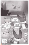 anthro berry collar comic dart dialogue english_text female food fruit hi_res iradeon male nia_(senz) plant projectile sean_(senz) senz text tranquilizer tree url