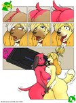 after_transformation animal_crossing anthro anus balls balls_shrinking big_breasts blonde_hair blueberrysnow blush breast_squish breasts breasts_frottage butt canid canine canis cherry_(animal_crossing) collar comic deiser domestic_dog duo error_message eyes_closed facial_piercing female female/female floppy_ears fur fur_growth gender_transformation genitals growth hair hand_holding hi_res human human_to_anthro isabelle_(animal_crossing) long_ears male male/female mammal mtf_transformation multi_nipple nintendo nintendo_switch nipples nose_piercing nose_ring nude open_mouth piercing pubes pussy red_body red_fur ring_piercing shih_tzu smile species_transformation squish tail tail_growth tail_motion tailwag tf_into_fictional_character tongue tongue_out toy_dog transformation transformation_sequence transformation_through_technology yellow_body yellow_fur