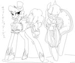 2015 clothed clothing derekireba digital_drawing_(artwork) digital_media_(artwork) duo earth_pony equid equine eyewear female feral friendship_is_magic glasses hair hasbro horse japanese_text mammal monochrome my_little_pony mythological_creature mythological_equine mythology photo_finish_(mlp) pony quadruped sapphire_shores_(mlp) sketch text