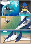 aircraft arwing avian beach bird border ciel-wolf clothing comic earth english_text falco_lombardi male nintendo planet solo space star_fox text vehicle white_border