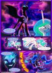 2017 absurd_res chilllum comic digital_media_(artwork) english_text equid equine fan_character female feral friendship_is_magic hasbro hi_res horn light262 mammal my_little_pony mythological_creature mythological_equine mythology nightmare_moon_(mlp) princess_celestia_(mlp) princess_luna_(mlp) pupils shaded slit_pupils sparkles speech_bubble square_crossover text url winged_unicorn wings