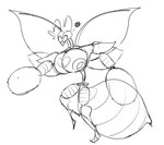 arthropod bee big_pecs clothing dragmon drone footwear gaping gaping_nipples hi_res high_heels hymenopteran insect machine male monochrome pecs permanent robot shoes wings