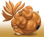 9_tails absurd_res action_pose anthro arm_rolls arm_wraps belly belly_rolls big_belly big_cheeks big_nipples canid canine chubby_cheeks cracked_ground fat_rolls fox fur hi_res huge_belly huge_moobs hyper hyper_belly kurama leg_rolls leg_wrap male mammal morbidly_obese morbidly_obese_anthro morbidly_obese_male mostly_nude multi_tail narrowed_eyes naruto nipples obese obese_anthro obese_male on_one_leg orange_body orange_fur overweight overweight_anthro overweight_male pearypanda pose sharp_teeth solo standing sumo tail teeth wrapped_arms wraps