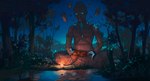 absurd_res anthro buddha buddhism forest hi_res human humanoid male mammal night plant sipuha solo tree