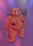 absurd_res anthro bear belly big_belly biped brown_body crossgender dark_nipples female hi_res humanoid lipstick makeup mammal mtf_crossgender nude overweight overweight_female plushie signature slight_smile snifflah ted_(movie) ted_(ted) teddy_bear