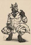 2017 4_toes 5_fingers abs anthro balls baseball_cap beckoning broad_shoulders cheek_tuft chest_tuft claws clothing collar collar_tag crouching digitigrade erection facial_piercing facial_tuft feet finger_claws fingers fluffy fluffy_tail frenum_ladder frenum_piercing furgonomic_headwear furgonomics genital_piercing genitals gesture gloves_(marking) hat hat_only headgear headgear_only headwear headwear_only hi_res hufnaar humanoid_genitalia humanoid_penis hyena labret_piercing ladder_piercing laszlo_(stripeyyena) leg_markings lip_piercing looking_at_viewer male mammal markings monochrome mostly_nude muscular muscular_anthro muscular_male nipple_piercing nipple_ring nipples nose_piercing nose_ring nude pawpads paws pecs penis penis_grab penis_piercing piercing prince_albert_piercing pubes ring_piercing septum_piercing septum_ring shaded signature simple_background sketch smile socks_(marking) solo spike_piercing spots striped_hyena stripes tail teeth toe_claws toes toothy_smile tuft