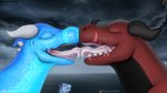 dragon european_mythology feral goldgalaxy2004 group hi_res horn kissing licking_tongue male mythological_creature mythological_scalie mythology open_mouth scalie tongue trio western_dragon