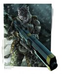 aiming anthro armor bag blurred_background digital_media_(artwork) felid gun halo_(series) hi_res male mammal microsoft military painting_(artwork) pantherine plant portrait ranged_weapon rifle sniper_rifle snow snow_leopard soldier solo tail techiesxc tree warrior weapon xbox_game_studios