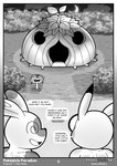 absurd_res anthro building carmella_(softestpuffss) comic dialogue english_text generation_1_pokemon generation_3_pokemon hi_res house mailbox monochrome nintendo pikachu pokemon pokemon_(species) pokemon_mystery_dungeon softestpuffss spike_chunsoft spinda spinda_(softestpuffss) text