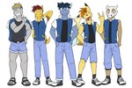 3:2 anthro anthrofied ash_ketchum bottomwear clothed clothing cosplay cubone daisy_dukes denim denim_bottomwear denim_clothing denim_shorts devil_horns_(gesture) footwear fully_clothed fuze generation_1_pokemon gesture grin group hand_gesture hi_res hotpants jacket jacket_on_shoulders jeans kadabra male nintendo onix pants pikachu pokemon pokemon_(species) pokemorph sandals shirt shoes shorts simple_background smile socks tank_top tongue tongue_out topwear wartortle white_background