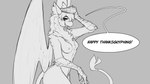 16:9 2023 5_fingers anthro arm_tuft avian beak breasts changeling_tale clothing dialogue elbow_tuft english_text eyelashes feathered_wings feathers female fingers grey_background greyscale gryphon hat hat_only headgear headgear_only headwear headwear_only malcolm_(changeling_tale) monochrome mostly_nude mostly_nude_anthro mostly_nude_female mythological_avian mythological_creature mythology nipples nude open_mouth open_smile simple_background sketch smile smiling_at_viewer solo speech_bubble tail tail_tuft tam_o'_shanter text tuft watsup widescreen wings