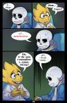 absolutedream alphys animated_skeleton bone comic comic_sans dialogue digital_media_(artwork) duo english_text eyewear glasses hi_res lizard reptile sans_(undertale) scalie skeleton speech_bubble text undead undertale undertale_(series)