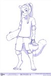 adolescent anthro aogami armor artist_name black_and_white c_(chirmaya) chirmaya clothed clothed_anthro clothed_female clothing comic digital_drawing_(artwork) digital_media_(artwork) digitigrade english_text female female_anthro flat_chested full-length_portrait hair headgear helmet hi_res knee_pads line_art looking_at_viewer mammal monochrome page_number ponytail portrait pose procyonid raccoon shaded shaded_line_art skateboard solo standing text three-quarter_view url vehicle young young_anthro