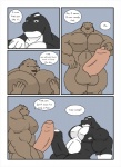 anthro balls bear belly biceps big_biceps big_muscles big_pecs big_penis brown_body brown_fur cetacean comic dialogue dolphin duo english_text erection foreskin fur genitals growth huge_penis humanoid_genitalia humanoid_penis hyper hyper_genitalia hyper_penis male male/male mammal marine moobs multicolored_body muscular muscular_anthro muscular_male nipples nude oceanic_dolphin orca partially_retracted_foreskin pecs penis stupidgit text thick_penis toothed_whale