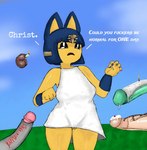 absurd_res animal_crossing ankha_(animal_crossing) anthro birthday blue_hair bodily_fluids bottomless candle candy canid canine caption captions chocolate chocolate_sauce circumcised circumcision_scar clothed clothing dairy_products dessert digby_(animal_crossing) disembodied_penis disgust disgusted_face dress felid feline female food food_fetish food_play foreskin frosting fruit fur genital_fluids genital_scar genitals group hair hi_res human jojispoon44 lagomorph leporid male male/female mammal many_dicks micropenis nails nintendo no_underwear outside partially_clothed penetration penis plant precum profanity pussy rabbit raymond_(animal_crossing) sasha_(animal_crossing) scar small_penis sprinkles urethral urethral_penetration villager_(animal_crossing) whipped_cream yellow_body yellow_fur