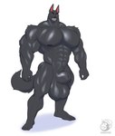 abs absurd_res animal_genitalia anthro balls big_balls big_biceps big_pecs big_sheath black_body black_fur blue_eyes buzzybub canid canine canis erection fully_sheathed fur genitals hi_res huge_balls huge_sheath knot male mammal muscular muscular_arms muscular_male nude pecs plantigrade sheath smile solo teeth vicious_(eztarg3t) wolf