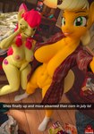 3d_(artwork) absurd_res anthro anthrofied apple_bloom_(mlp) applejack_(mlp) areola big_breasts biped blonde_hair breasts digital_media_(artwork) dildo duo english_text equid equine eyelashes female forsaken_(artist) freckles friendship_is_magic genitals hair hasbro hi_res mammal my_little_pony nipples nude orange_body pupils pussy rainbow_dash_(mlp) red_hair sex_toy sibling_(lore) sister_(lore) sisters_(lore) text thick_thighs yellow_body