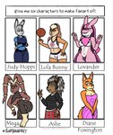 absurd_res anthro ash_(sing) bandai_namco canid canine dank-artistic-fox diane_foxington digimon digimon_(species) disney dreamworks female fox generation_6_pokemon group hi_res illumination_entertainment judy_hopps lagomorph leporid lola_bunny looney_tunes lovander mammal mega_evolution mega_lopunny nintendo pal_(species) palmon palworld pocketpair pokemon pokemon_(species) porcupine rabbit rodent sing_(movie) the_bad_guys warner_brothers zootopia