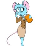 2023 anthro biped blue_body blue_eyes blue_fur blue_hair bottomwear buckteeth clothed clothed_anthro clothed_female clothing colored digital_drawing_(artwork) digital_media_(artwork) female female_anthro freckles fur garrtoons hair hi_res mammal mia_mouse mouse murid murine rodent solo tail teeth topwear whiskers