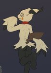 2024 absurd_res anthro butt collar collar_only female generation_7_pokemon hi_res looking_at_viewer looking_back looking_back_at_viewer mimi_(sealer4258) mimikyu nintendo nude on_one_leg pokemon pokemon_(species) rear_view sealer4258 simple_background solo spiral_eyes standing tail yellow_body