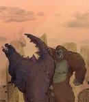 ape apocalyptic big_penis building destroyed_building doggystyle duo from_behind_position genitals godzilla godzilla_(series) godzilla_vs._kong gorilla haplorhine hi_res huge_penis humanoid king_kong_(series) lizard macro male male/male mamayong mamayong_(artist) mammal monsterverse nipples pecs penis primate raised_tail reptile scalie scar sex slightly_chubby slightly_chubby_male tail titans toho