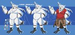 absurd_res anthro avian big_penis bird blue_eyes brown_body brown_fur clothing fluffy fur genitals hi_res male male/male model_sheet overweight overweight_male owl penis red_clothing red_shirt red_topwear shirt simpleesteban solo thick_thighs topwear white_body wings