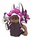 2019 absurd_res ambiguous_gender angry animal_humanoid armwear bunihud cephalopod cephalopod_humanoid clothed clothing dark_body dark_skin dualies electronics eyelashes glooga_dualies grey_eyes gun half-closed_eyes handgun headphones hi_res holding_gun holding_object holding_ranged_weapon holding_weapon humanoid jacket marine marine_humanoid mollusk mollusk_humanoid narrowed_eyes nintendo octarian octoling pseudo_hair ranged_weapon solo splatoon tentacle_hair tentacles topwear vein weapon