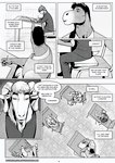 anthro antlers black_and_white book bovid canid canine canis caprine chair classroom clothed clothing cody_(falcon_mccooper) comic creating_art curled_horn deer desk dialogue duo_focus english_text equid equine facial_hair falcon_mccooper footwear fully_clothed furniture goat goatee group holding_object horn horse male mammal monochrome muscular muscular_anthro muscular_male necktie notebook pencil_(object) school scut_tail shoes short_tail sitting table tail text url william_(falcon_mccooper) wolf writing_utensil