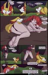 2022 amber_(fuf) anus butt clothed clothing comic dialogue digital_media_(artwork) digitigrade duo english_text female fennekin feral fuf fur generation_6_pokemon hair hi_res human kyra_(fuf) mammal nintendo panties pokemon pokemon_(species) quadruped red_hair text underwear yellow_body yellow_fur