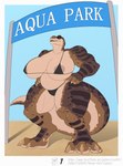 absurd_res anthro areola areola_slip big_breasts big_feet bikini breasts brown_body claws clothing cover cover_art cover_page digital_media_(artwork) dinosaur eyewear feet female hands_on_hips hi_res muscular muscular_anthro muscular_arms muscular_female muscular_thighs potbelly prehistoric_species reptile rica431 scalie solo sunglasses swimwear theropod thick_thighs two-piece_swimsuit tyrannosaurid tyrannosauroid tyrannosaurus tyrannosaurus_rex wide_hips