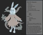 anthro clothed clothing don'tcare4u dungeons_and_dragons english_text fan_character female fur ghost hair harengon hasbro jen_(character) lagomorph leporid mammal model_sheet rabbit simple_background smile solo spirit text wizards_of_the_coast