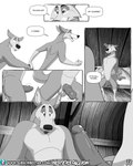 4:5 canid canine canis comic dialogue erection genitals greyscale hi_res knot love male male/male mammal misterstallion monochrome penis romantic wolf