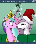 2011 clothing crown duo equid equine fan_character female female/female feral french_kissing friendship_is_magic hasbro hat headgear headwear horn horse john_joseco kissing kissing_bough mammal mistletoe my_little_pony plant pony princess princess_celestia_(mlp) princess_molestia royalty