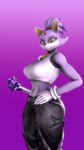 3d_(artwork) accessory anthro belly bindi blaze_the_cat casual_clothing clothing digital_media_(artwork) felid feline female forehead_gem gem gloves gold_(metal) hair hair_accessory hairband hand_on_hip handwear hi_res looking_at_viewer mammal neckwear purple_body purple_hair sega shirt simple_background smile smiling_at_another smiling_at_partner solo sonic_the_hedgehog_(series) source_filmmaker_(artwork) tank_top thevestige topwear warfare_blaze warfare_machine white_belly yellow_eyes